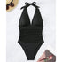 Kostium kąpielowy zakładany na szyję na plażę i basen Georgann Czarny