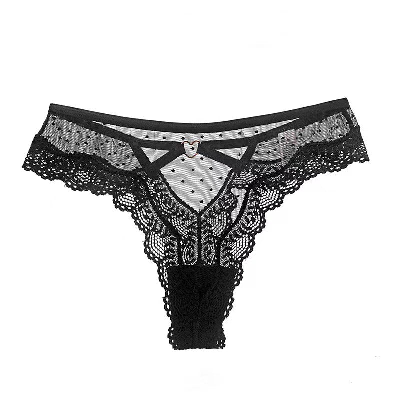 Stringi koronkowe z paseczkami na specjalne okazje Guenievre Czarny