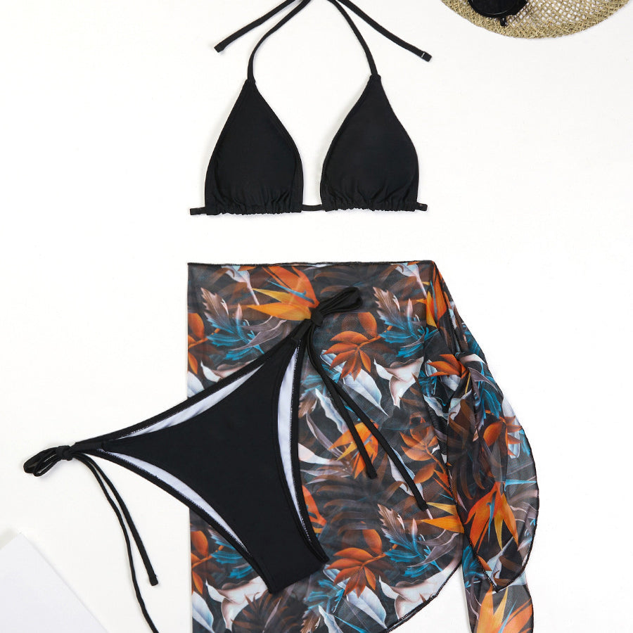 Zestaw bikini z pareo na plażę i basen Paca Multikolor2