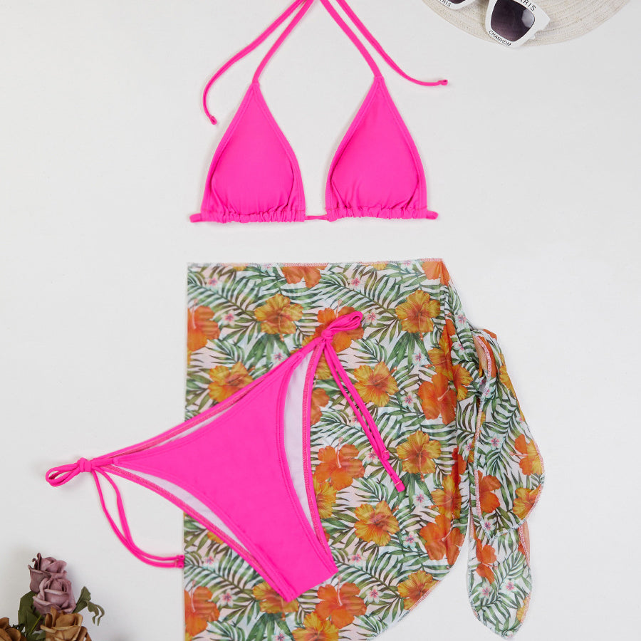 Zestaw bikini z pareo na plażę i basen Paca Multikolor3