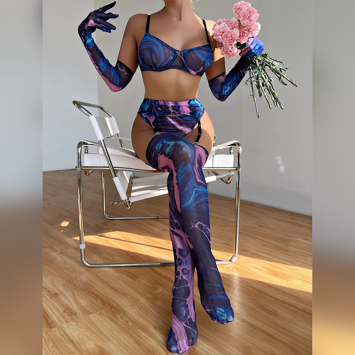 Komplet bielizny pięcioczęściowy elegancki na wieczór Shafeeka