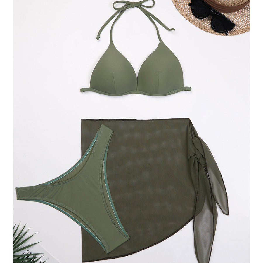 Bikini z pareo na plażę i basen Gretta Zielony