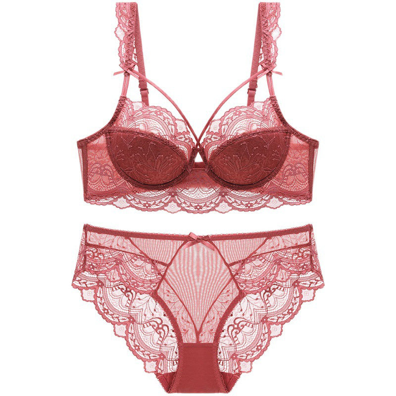 Zestaw bielizny koronkowej z figami regulowanymi Birga Czerwony