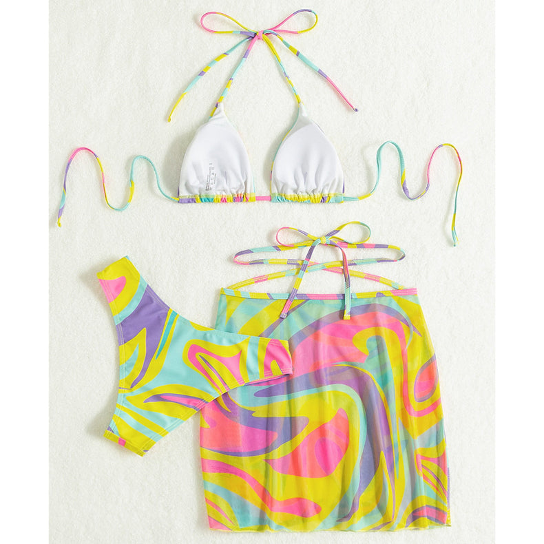 Bikini trzyczęściowe na plażę z elastycznego materiału Evely Multikolor