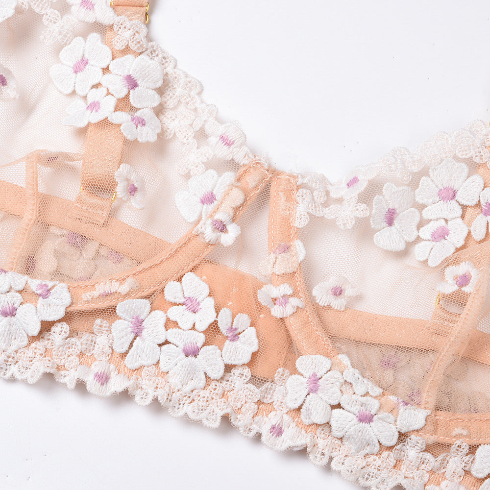 Komplet bielizny z kwiatowym haftem elegancki i wygodny Changok