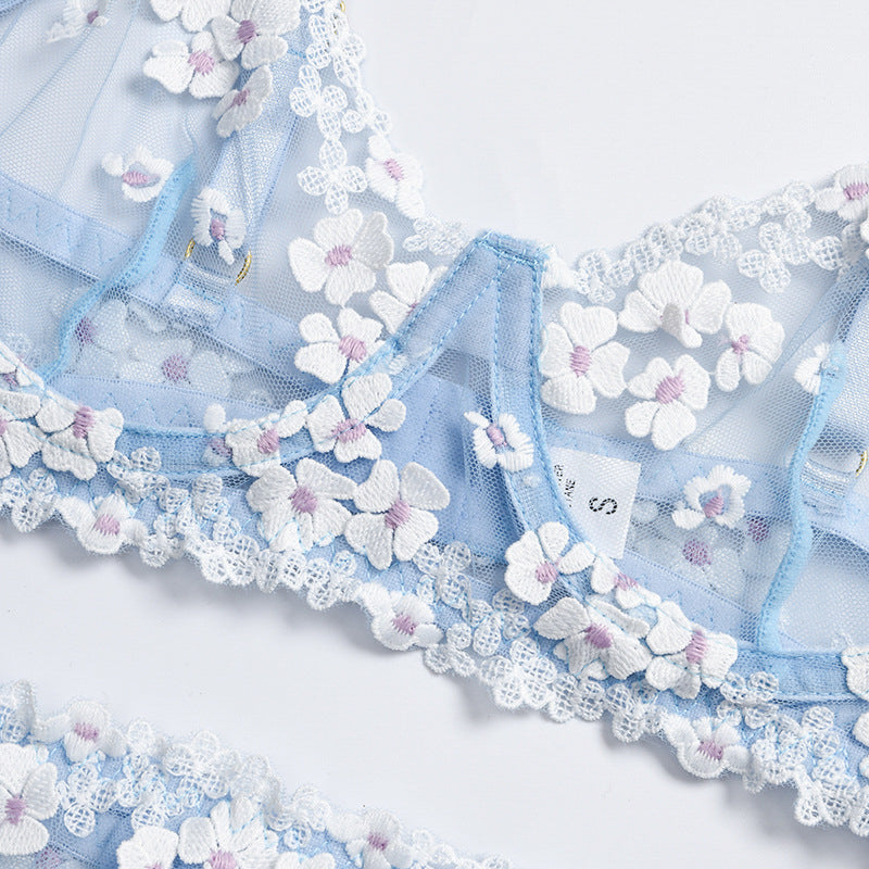 Komplet bielizny z kwiatowym haftem elegancki i wygodny Changok