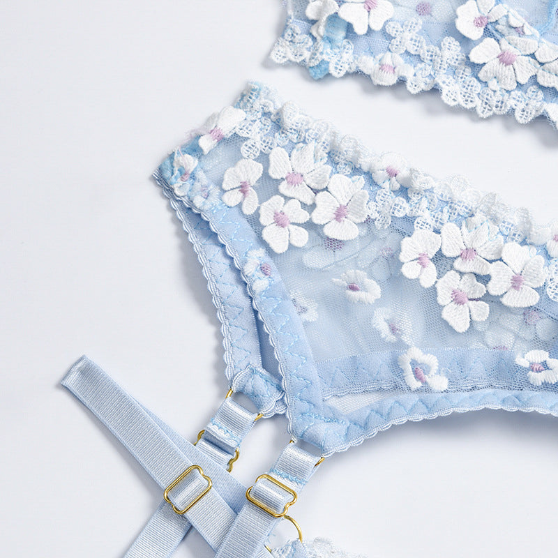 Komplet bielizny z kwiatowym haftem elegancki i wygodny Changok