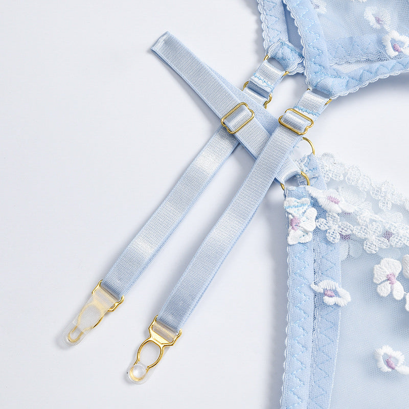 Komplet bielizny z kwiatowym haftem elegancki i wygodny Changok