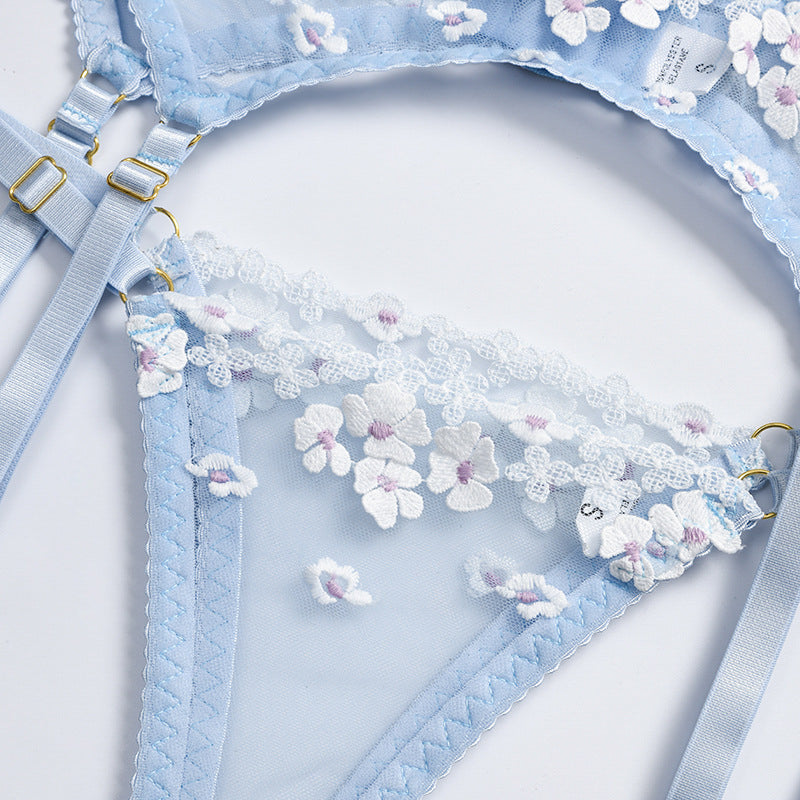 Komplet bielizny z kwiatowym haftem elegancki i wygodny Changok