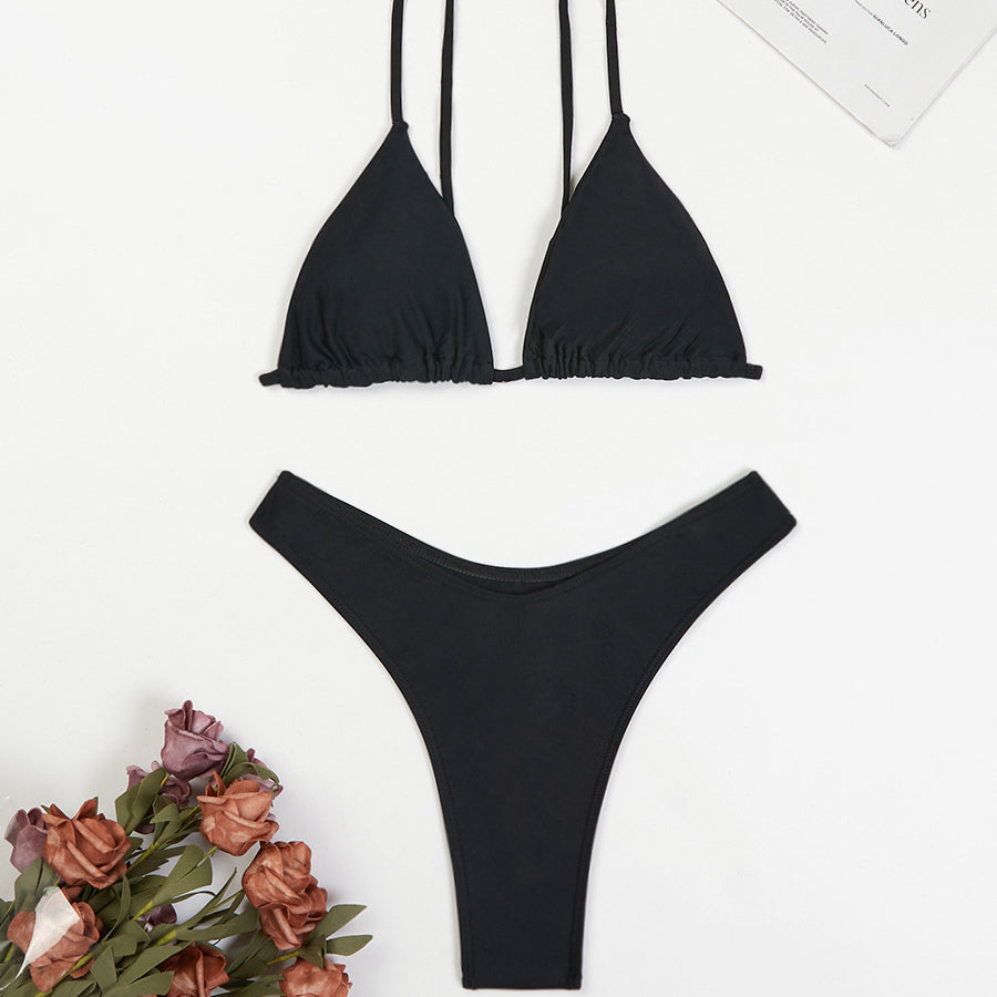 Bikini push-up z regulowanym sznurowaniem na plażę Rosmaria Czarny