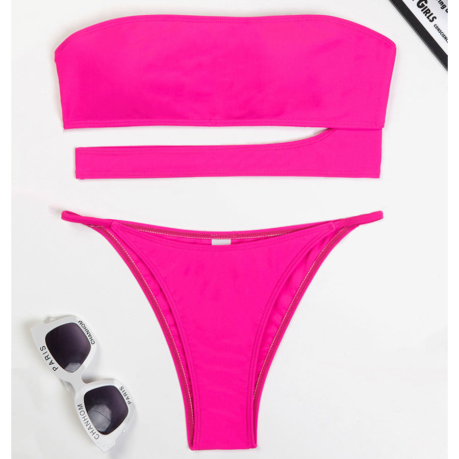 Strój kąpielowy bikini bandeau na plażę Nevia Różowy