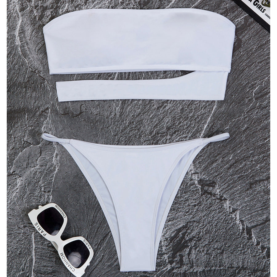 Strój kąpielowy bikini bandeau na plażę Nevia Biały