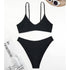 Bikini dwuczęściowe plażowe z wygodnym dopasowaniem Deni Czarny