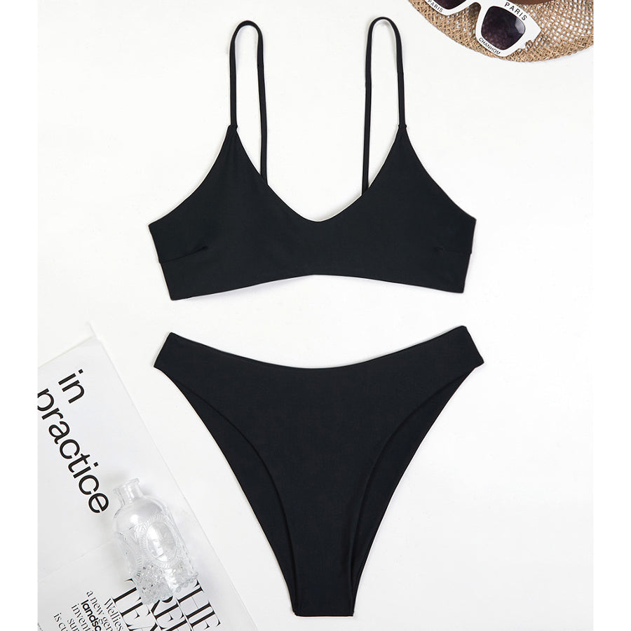 Bikini dwuczęściowe plażowe z wygodnym dopasowaniem Deni Czarny