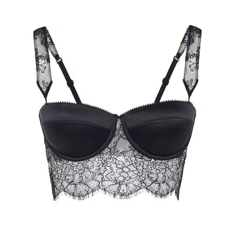 Braletka z koronką i regulowanymi ramiączkami Wava Czarny