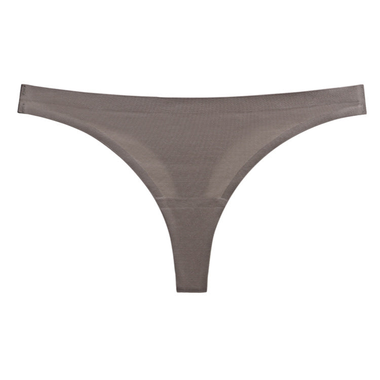 Stringi bezszwowe z miękkiego materiału niewidoczne pod odzieżą Alethia Kawowy