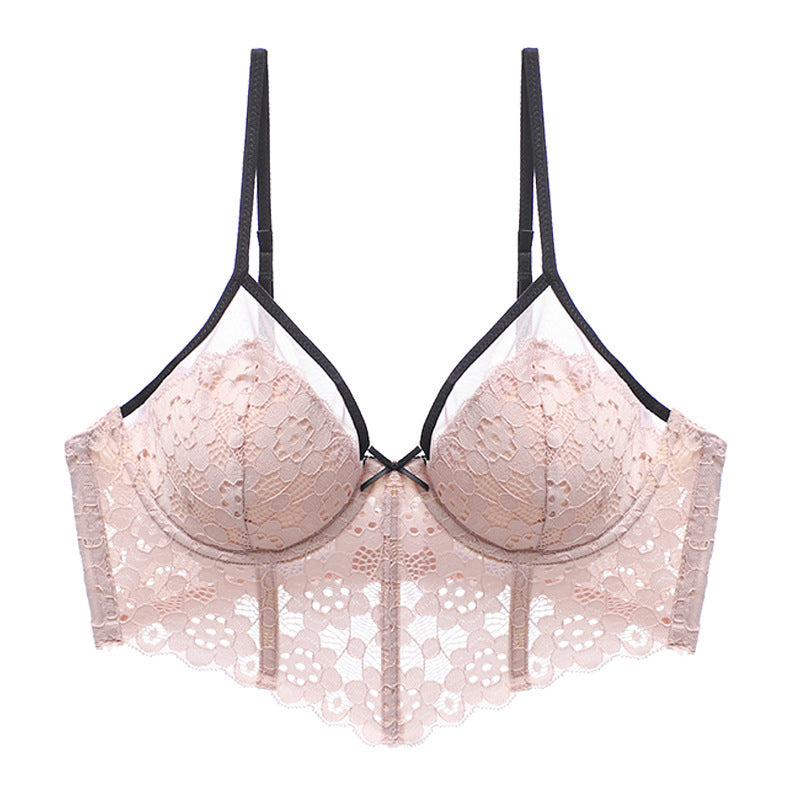 Braletka push-up z koronki elegancka biustonosz na co dzień Eliza Różowy