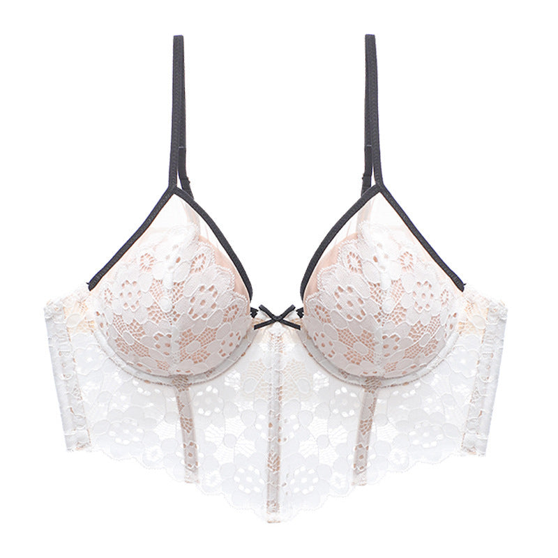 Braletka push-up z koronki elegancka biustonosz na co dzień Eliza Biały L