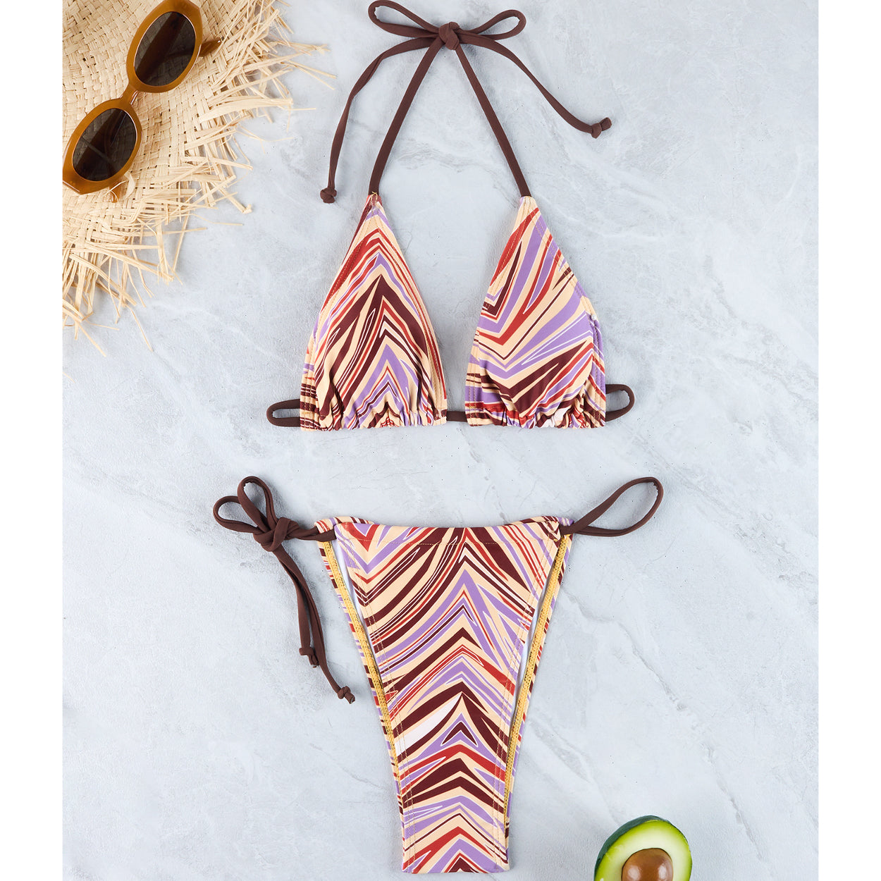 Bikini wiązane szybkoschnące na plażę Marged Multikolor