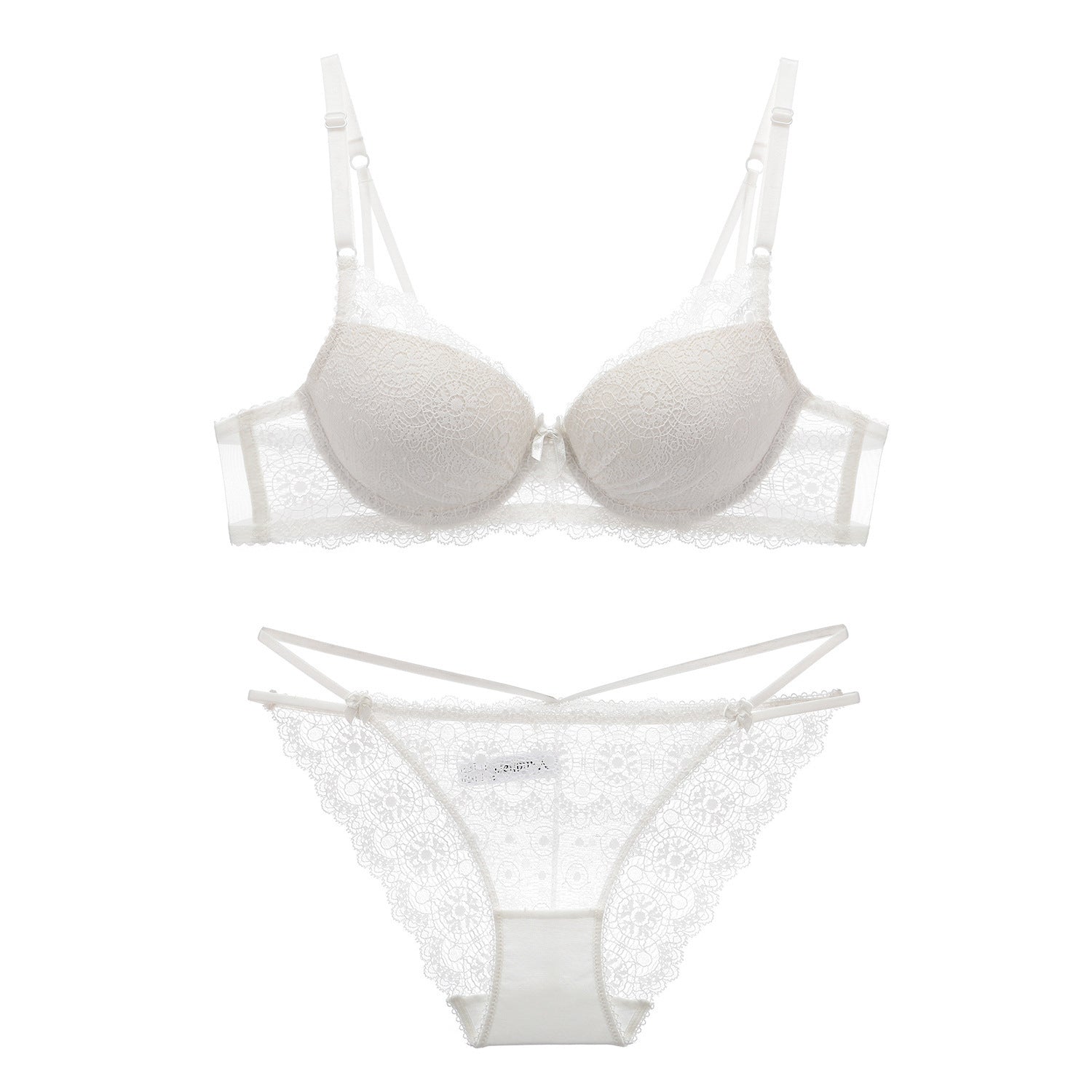 Koronkowy komplet bielizny z figami Pratibha Biały