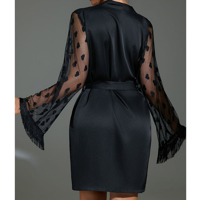 Szlafrok z transparentnymi rękawami na wieczory i relaks Audrie