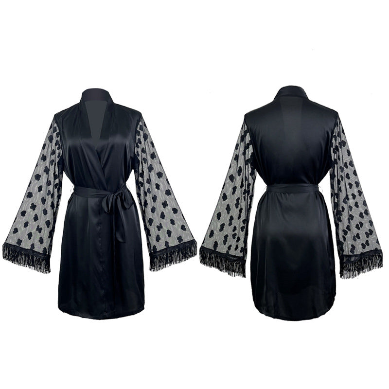 Szlafrok z transparentnymi rękawami na wieczory i relaks Audrie