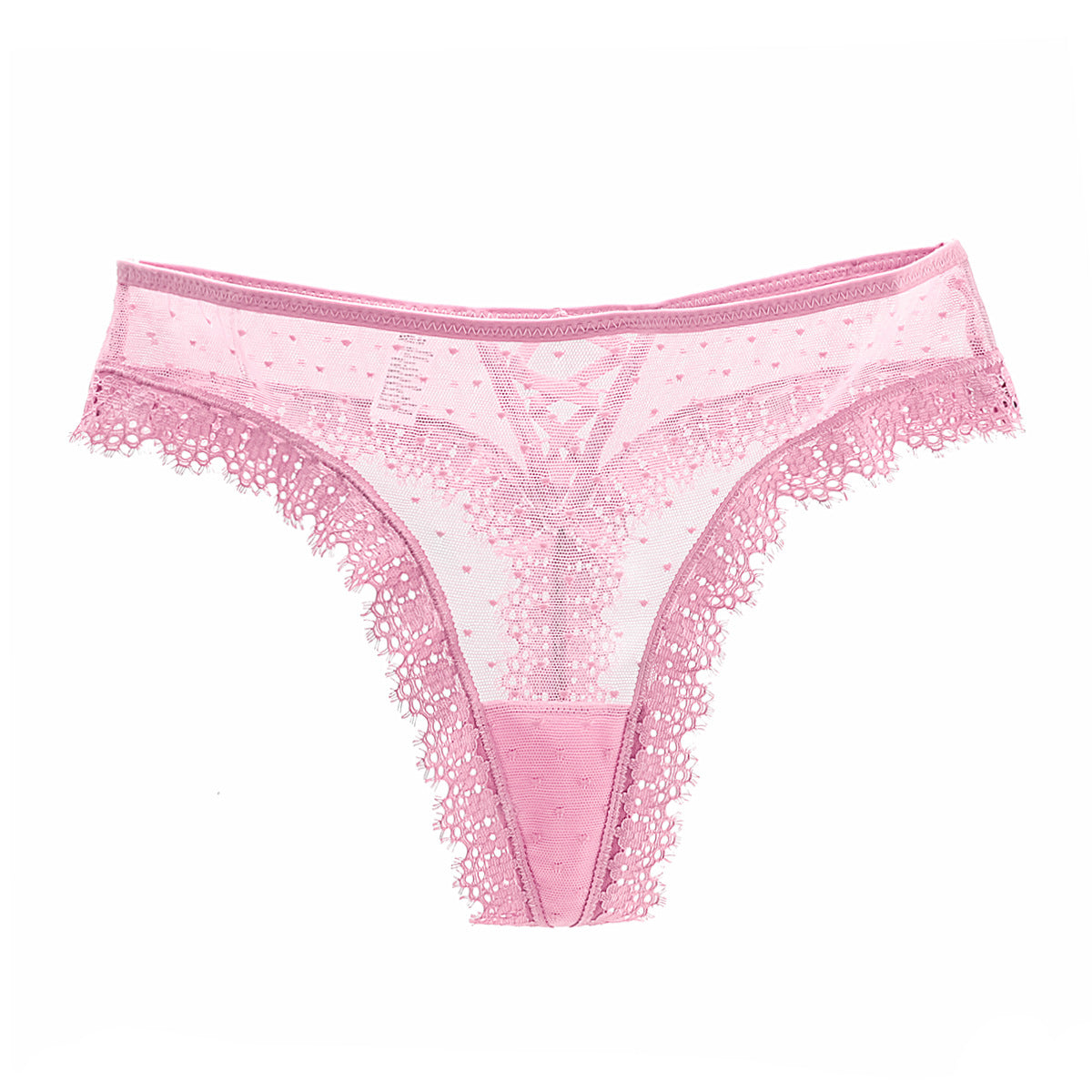 Stringi bezszwowe z koronką niewidoczne pod odzieżą Shalini Różowy