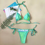bikini tie-dye plażowe z regulowanymi sznurkami Hwaja Zielony