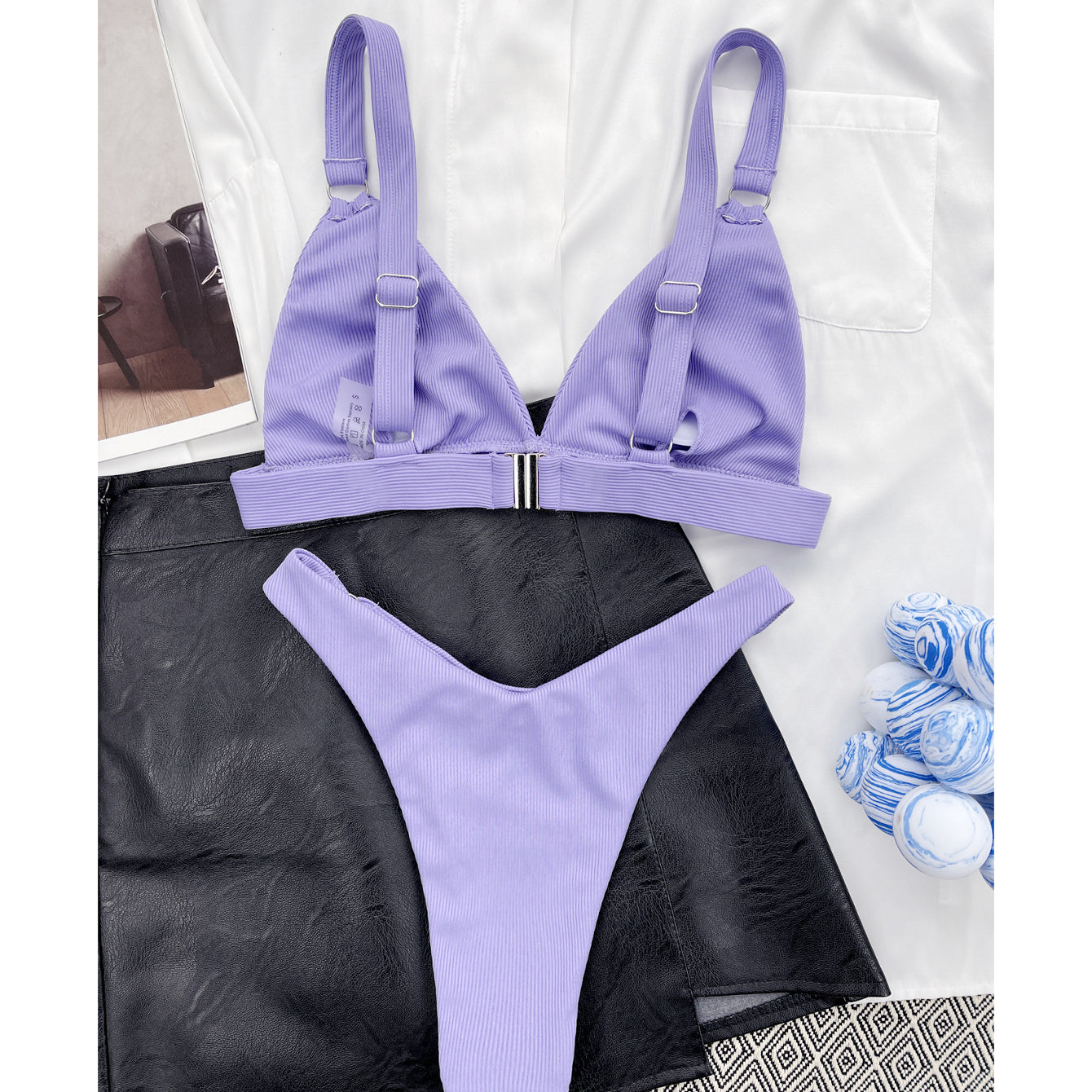 Strój kąpielowy z kółeczkami i regulowanymi ramiączkami na plażę i basen Shouko