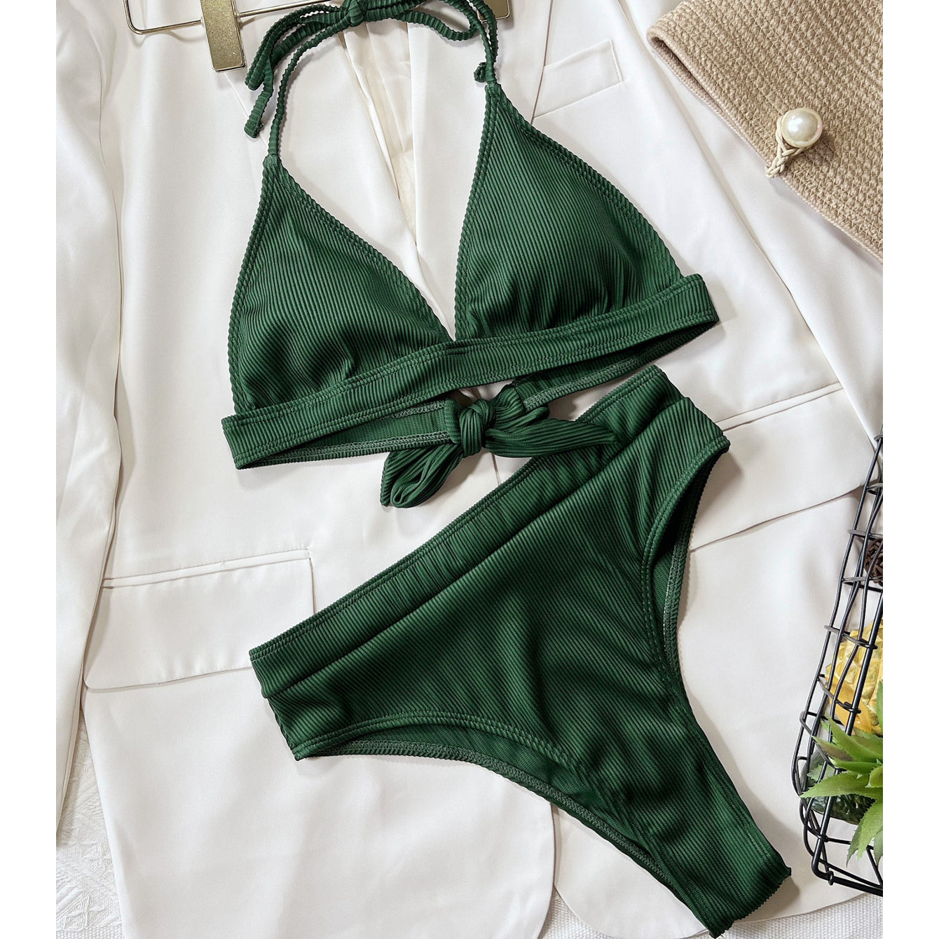 Dwuczęściowy strój kąpielowy z regulowanymi ramiączkami Natalia Zielony