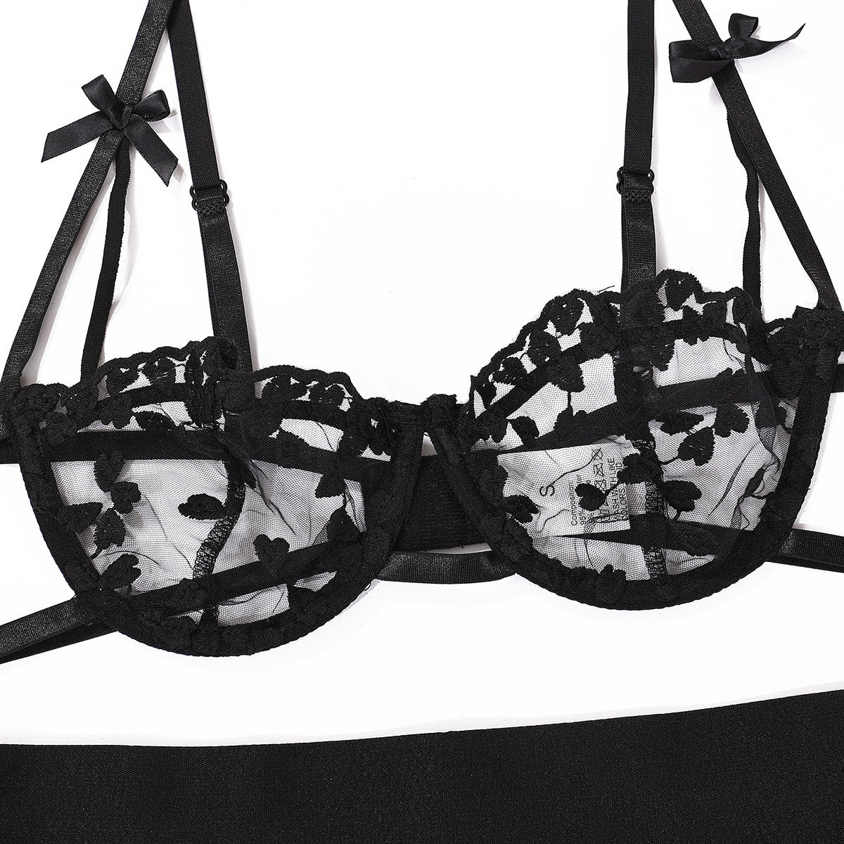 Komplet bielizny koronkowy z kokardkami Walentina