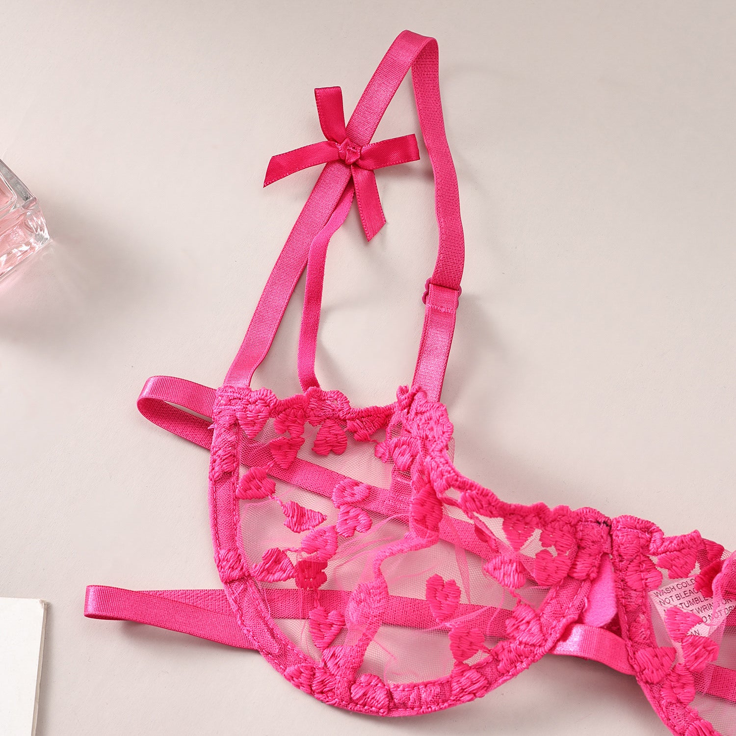 Komplet bielizny koronkowy z kokardkami Walentina