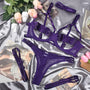 Komplet bielizny z wysokiej jakości materiałów w stylu harness Ettora Fioletowy