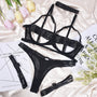 Komplet bielizny z wysokiej jakości materiałów w stylu harness Ettora Czarny