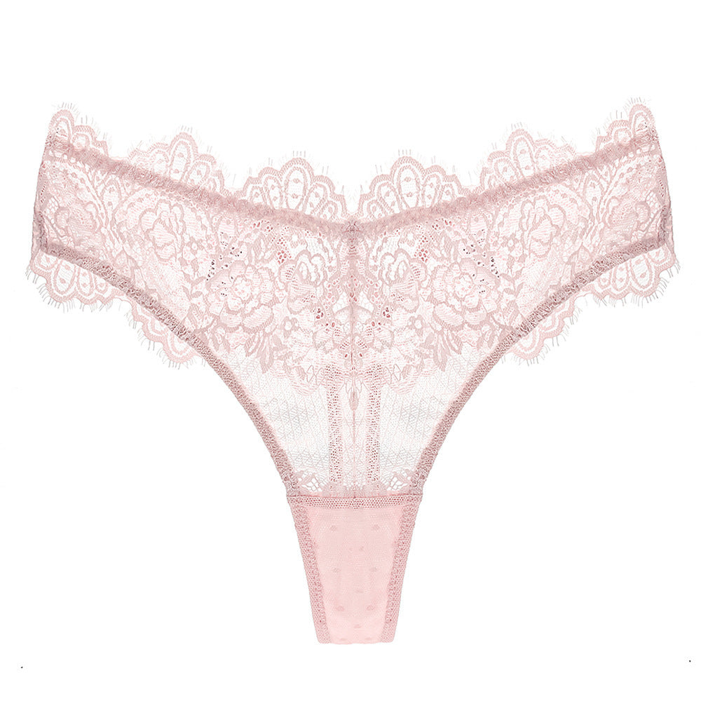 Stringi koronkowe z ozdobną gumką Lebbie Różowy