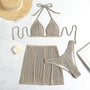 Bikini z pareo na plażę z elastycznego materiału Lorenzina Khaki