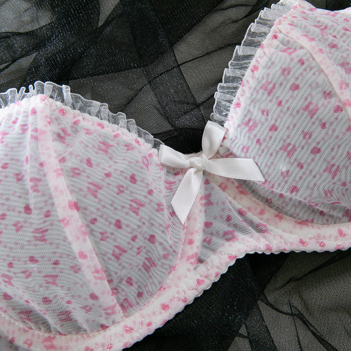 Komplet bielizny z falbanką biustonosz i majtki elegancki zestaw Christa