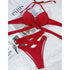 Bikini z ozdobnymi paskami na plażę i basen Shireen Czerwony