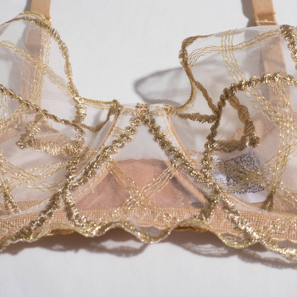 Komplet bielizny metalizowanej z subtelnymi zdobieniami Oretta