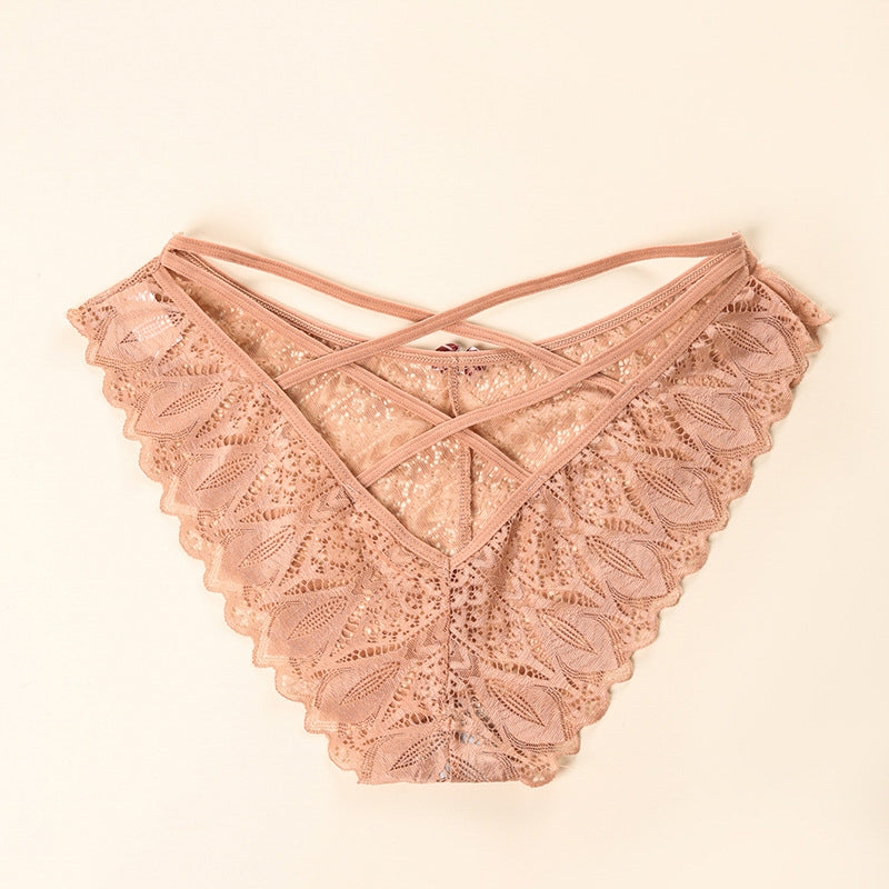 Brazyliany koronkowe z elastycznymi paskami na co dzień i specjalne okazje Razan Beżowy