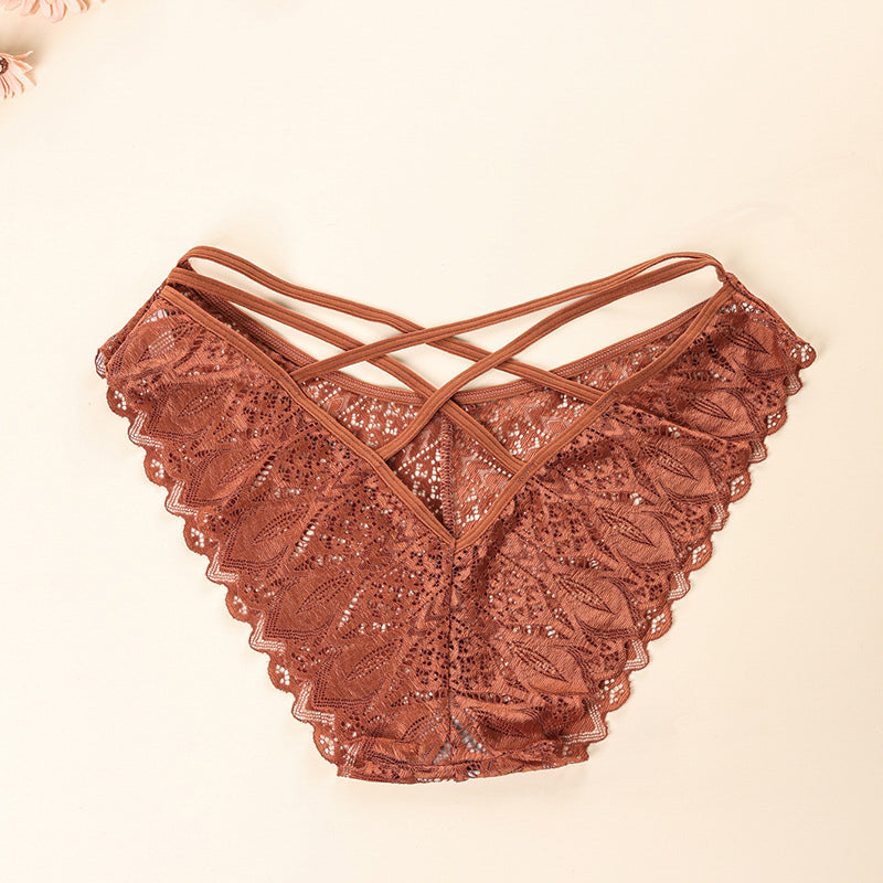 Brazyliany koronkowe z elastycznymi paskami na co dzień i specjalne okazje Razan Beżowy2