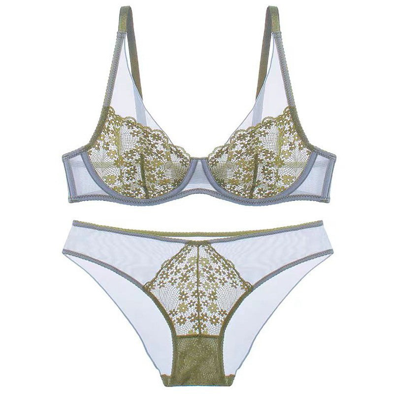 Komplet bielizny z koronkowymi detalami biała Sabaheta Zielony