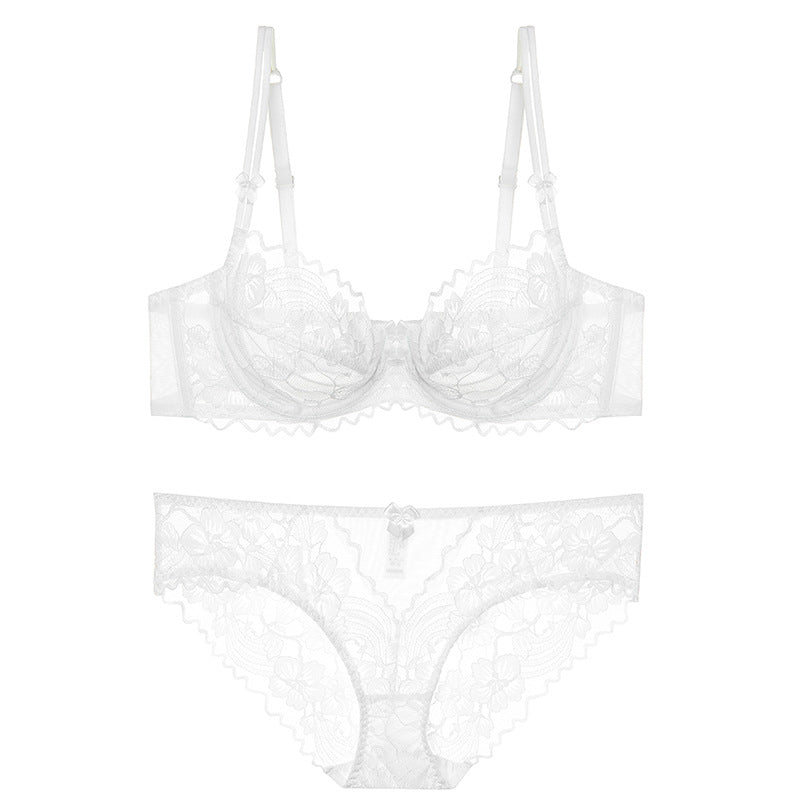 Komplet bielizny transparentnej z haftem Aleka Biały