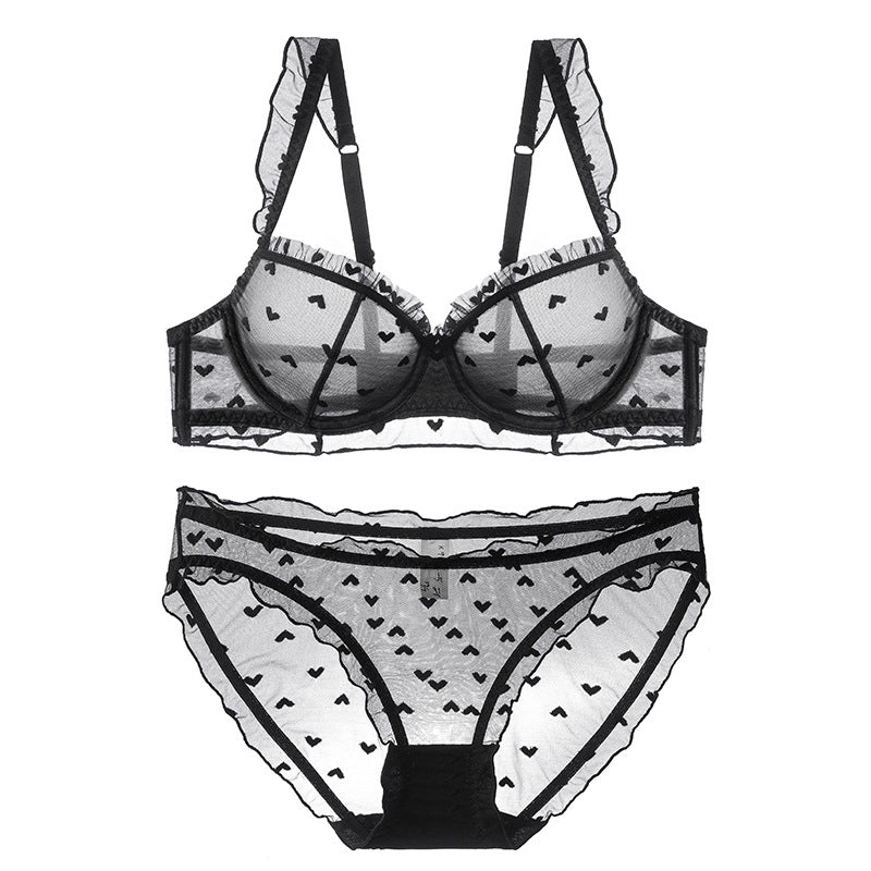 Komplet bielizny z delikatnym prześwitem i regulowanymi ramiączkami Patrinia Czarny