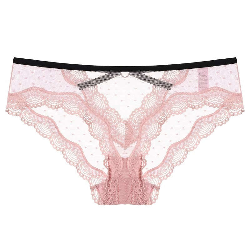 Figi koronkowe z wycięciem eleganckie i przewiewne Lubnah Różowy