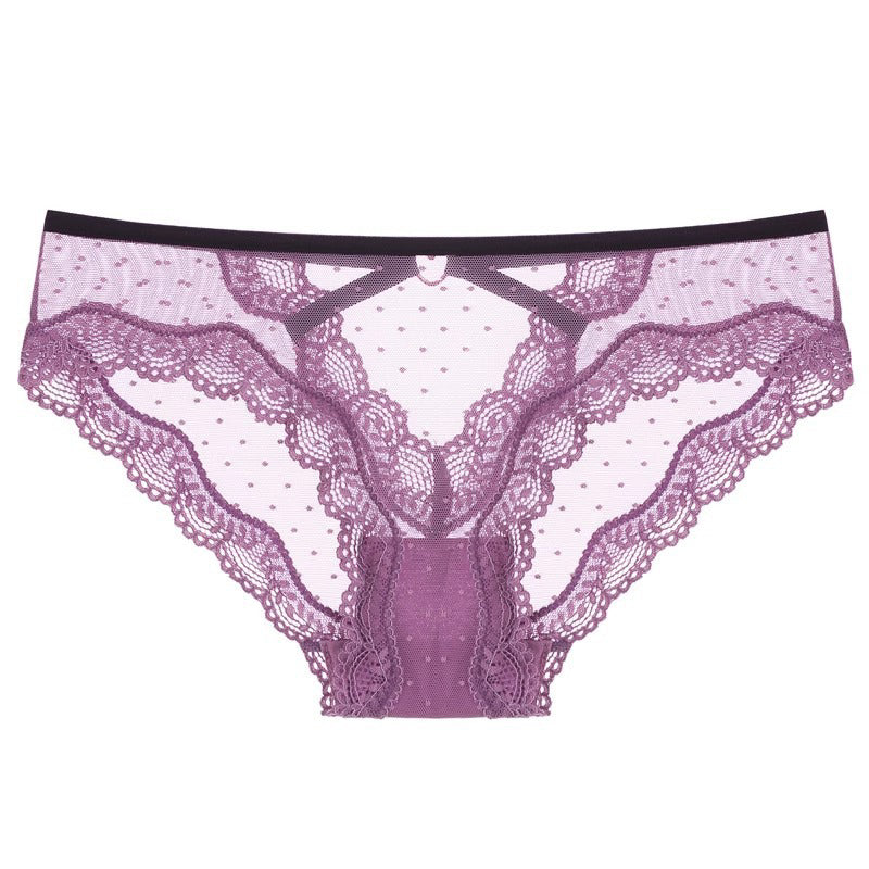 Figi koronkowe z wycięciem eleganckie i przewiewne Lubnah Fioletowy