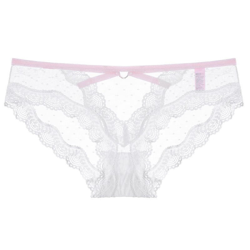 Figi koronkowe z wycięciem eleganckie i przewiewne Lubnah Biały