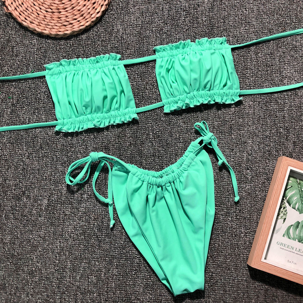 Bikini bandeau z regulowanymi ramiączkami na lato Jozien Zielony