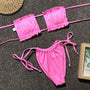 Bikini bandeau z regulowanymi ramiączkami na lato Jozien Różowy
