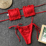 Bikini bandeau z regulowanymi ramiączkami na lato Jozien Czerwony